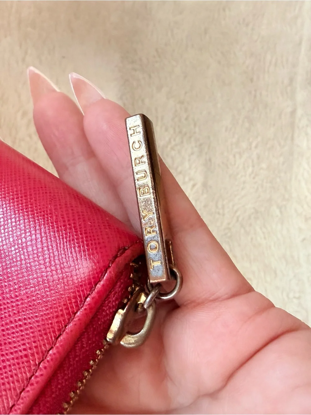 Tory Burch Fuchsia Zip-Around Wallet with Gold Logo